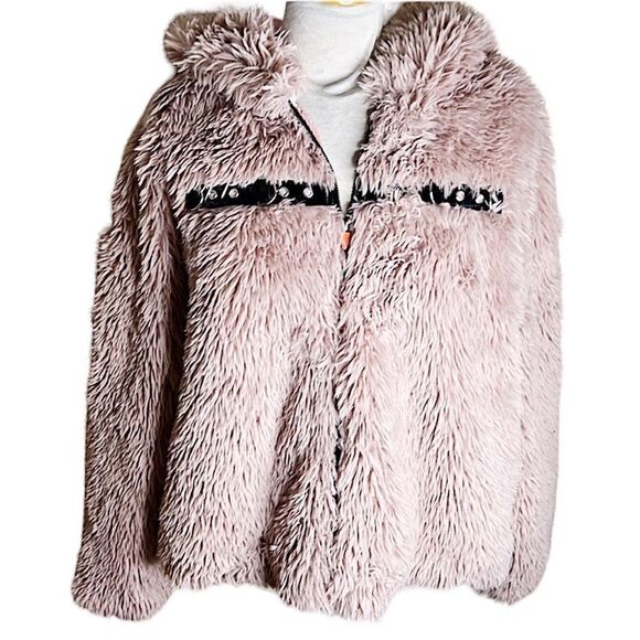 Hot Topic Pink Furry Hooded Coat with Ears  Plus Size 2 New - Picture 2 of 6